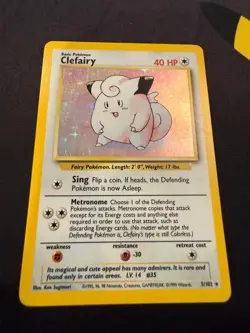 Clefairy 5/102 Holo Rare Base Set Pokemon Card 1999 WOTC NEAR MINT/MINT - Image 1