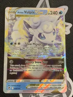 ALOLAN VULPIX VSTAR 034/195 SILVER TEMPEST POKEMON Card TCG ULTRA RARE Holo MP - Image 1