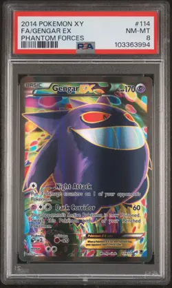 2014 POKEMON XY PHANTOM FORCES #114 FULL ART/GENGAR EX PSA 8 - Image 1