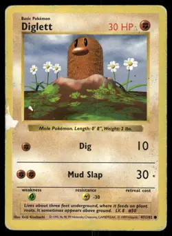 Pokemon Tcg Diglett [Shadowless] #47 Pokemon Base Set MP - Image 1