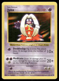 Pokemon Tcg Jynx [Shadowless] #31 Pokemon Base Set MP - Image 1