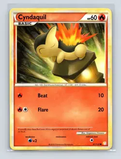 Pokemon TCG Cyndaquil 61/123 HeartGold SoulSilver Normal MP - Image 1