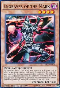 YUGIOH Engraver of the Mark CORE-ENSE3 Super Rare Limited Edition Near Mint - Image 1