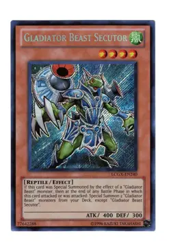 Yugioh- 1X Gladiator Beast Secutor - Secret Rare - Unlimited - LCGX-EN240 - NM - Image 1
