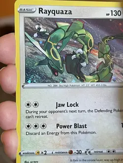 POKEMON RAYQUAZA SWSH029 BLACK PROMO STAR COSMOS WITH SWIRL HOLOFOIL NM CARD - Image 3