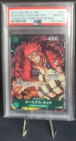PSA 10 Eustass Captain Kid One Piece Card Game Japanese Championship Set P-003 - Image 1
