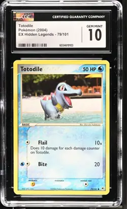 CGC 10 GEM MINT Totodile 2004 EX Hidden Legends 79/101 Pokemon Card - Image 1