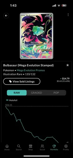 Bulbasaur Mega Evolution Stamped Illustration Card 133/132 Rare - Image 3