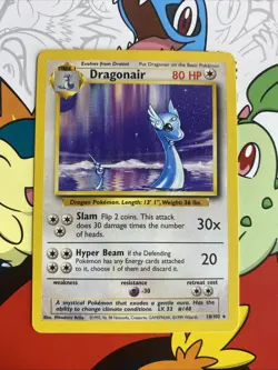 Dragonair Pokemon Card TCG 1999 Base Unlimited Rare Vintage 18/102 Sleeve NM - Image 1
