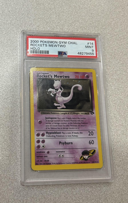 2000 Pokemon Gym Challenge Rocket's Mewtwo Holo PSA 9 Mint #14 - Image 1