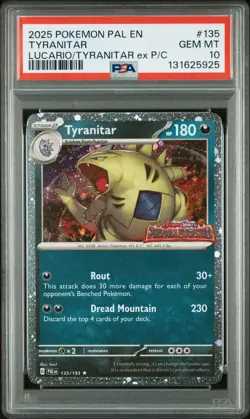 2025 POKEMON PAL EN-PALDEA EVOLVED #135 TYRANITAR PSA 10 - Image 1