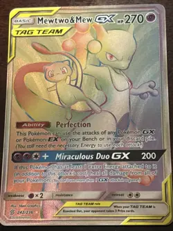 Pokemon TCG Mewtwo & Mew GX Tag Team Unified Minds 242/236 Secret Rare NM - Image 1