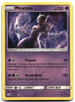 Pokemon Mewtwo Holo Rare Detective Pikachu 12/18 LP - Image 1
