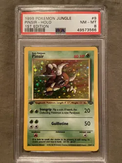 1999 Pokemon Jungle 1st First Edition Pinsir Holo 9/64 PSA 8 NM-MT - Image 1