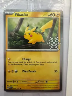 Pikachu 025/165 Pokemon Holiday Snowflake Stamped Promo | Sealed - Image 2