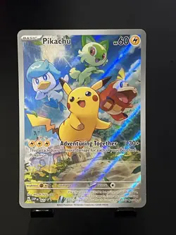Pokemon TCG Pikachu 027 Promo Holo Black Star Paldea Evolved - Image 1