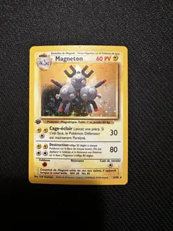 1999 Pokemon 1st Edition French Magneton Holo 009/102 Base Set (WOTC) LP - Image 1