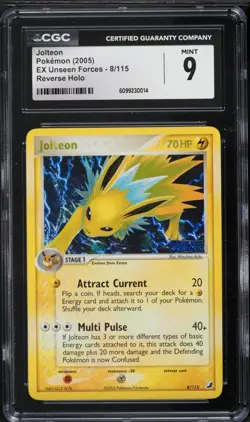 CGC 9 Jolteon Reverse Holo Rare EX Unseen Forces 2005 Pokemon Card #8 - Image 1