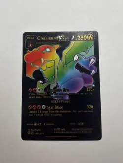 Rainbow Charizard Vstar Black Foil Fan Art Textured Display Card NM - Image 1