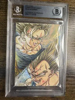 Dragonball Hand Drawn Sketch Art Card Dual Signed Vegeta & Goku 1 of 1! Beckett - Image 1