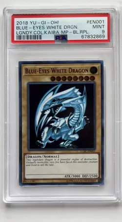 PSA 9 Yugioh EN001 Blue-Eyes White Dragon Card Graded Legendary Kaiba Collection - Image 1