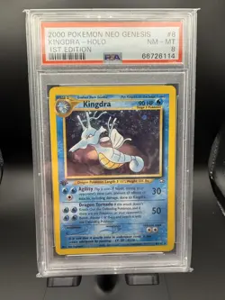 PSA 8 2000 Pokemon Neo Genesis Kingdra 1st Edition Holo Card with a Swirl! - Image 1