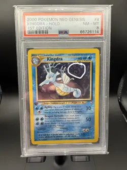 PSA 8 2000 Pokemon Neo Genesis Kingdra 1st Edition Holo Card with a Swirl! - Image 3
