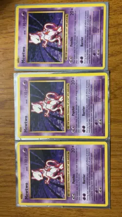 Pokemon TCG Base Set Mewtwo 10/102 Lot of 3 Cards Wizards 1999 - Image 1
