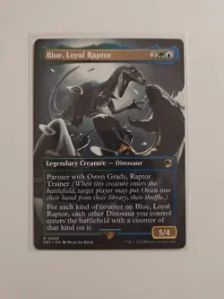 MTG Magic The Gathering Jurassic Park World Borderless 0008 Blue Loyal Raptor - Image 1