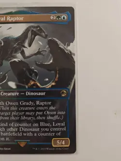 MTG Magic The Gathering Jurassic Park World Borderless 0008 Blue Loyal Raptor - Image 2