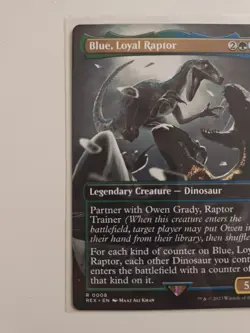 MTG Magic The Gathering Jurassic Park World Borderless 0008 Blue Loyal Raptor - Image 3