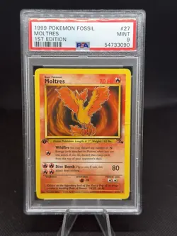 1999 Pokemon 1st Edition Fossil Moltres NON HOLO 27/62 PSA 9 MINT!💎 - Image 1