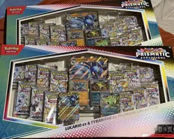 Pokemon TCG Prismatic Evolutions Lucario ex & Tyranitar ex Premium Collection x2 - Image 1