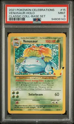 2021 Pokemon Celebrations Venusaur Holo Base Set Classic Collection #15 PSA 9 - Image 1