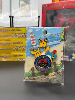 POKEMON CENTER OFFICIAL PIN'S BADGE TOKYO BAY PIKACHU AMPHAROS MARILL NEW SEALED - Image 1