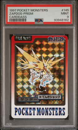PSA 9 Zapdos Mint 145 Carddass Prism Holo Pokemon Vending 1997 - Image 1