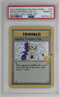 2021 Pokemon Celebrations Imposter Prof.Oak-HL. #73 Classic Coll-Base Set PSA 10 - Image 1