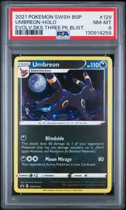 2021 Pokemon Swsh Black Star Promo #129 Umbreon-Holo PSA8 - Image 1