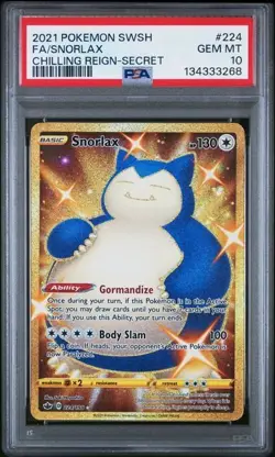 Pokemon PSA 10 Snorlax 224/198 Chilling Reign Gold Secret Rare - Image 1