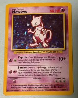 1999 Pokemon Mewtwo 10/102 Base Set Holo Rare | MP - Image 1