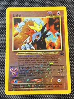 Entei Reverse Holo #34 Three Swirls WOTC Black Star Promo 2001 Pokemon - Image 1