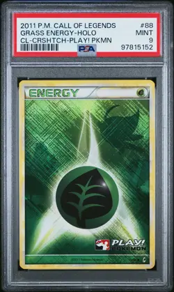 2011 POKEMON CALL OF LEGENDS #88 GRASS ENERGY-HOLO PSA 9 - Image 1