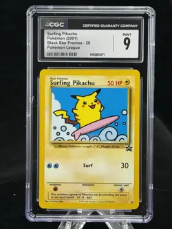 Surfing Pikachu #28 Black Star Promo Pokemon League 2001 CGC 9 ⚡ 🌊 - Image 1