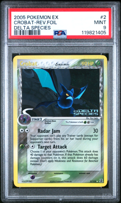 Vintage 2005 POKEMON EX DELTA SPECIES #2 CROBAT-REVERSE FOIL PSA 9 2/113 - Image 1