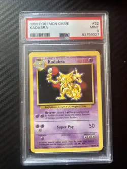 1999 Pokemon Kadabra 32/102 PSA 9 Mint 2022 New Slab! - Image 1