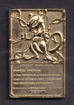 1999 Pokemon Mewtwo 23 Karat Gold Plated Special Edition Trading Card Collect - Image 2