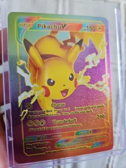 Pikachu V Rainbow Foil Fan Art Textured Collector Pokemon Card HP190 043/185 - Image 4