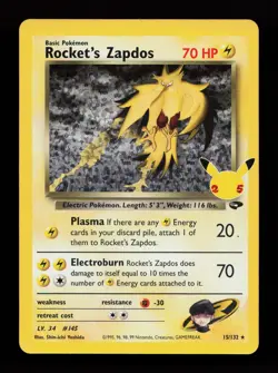 Rocket's Zapdos 15/132 Celebrations: Classic Collection Pokemon Card - Image 1