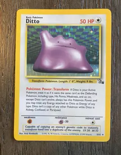 Pokemon TCG Ditto Holo Rare Card 3/62 Fossil English Edition - Image 1
