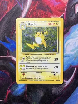 Pokemon TCG Raichu Base Set Holo Rare Card 14/102 MP Condition - Image 1